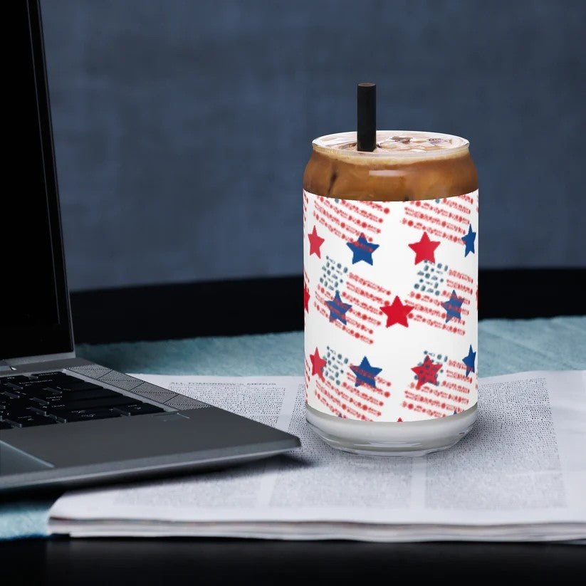 Stars and Stripes Can-shaped glass