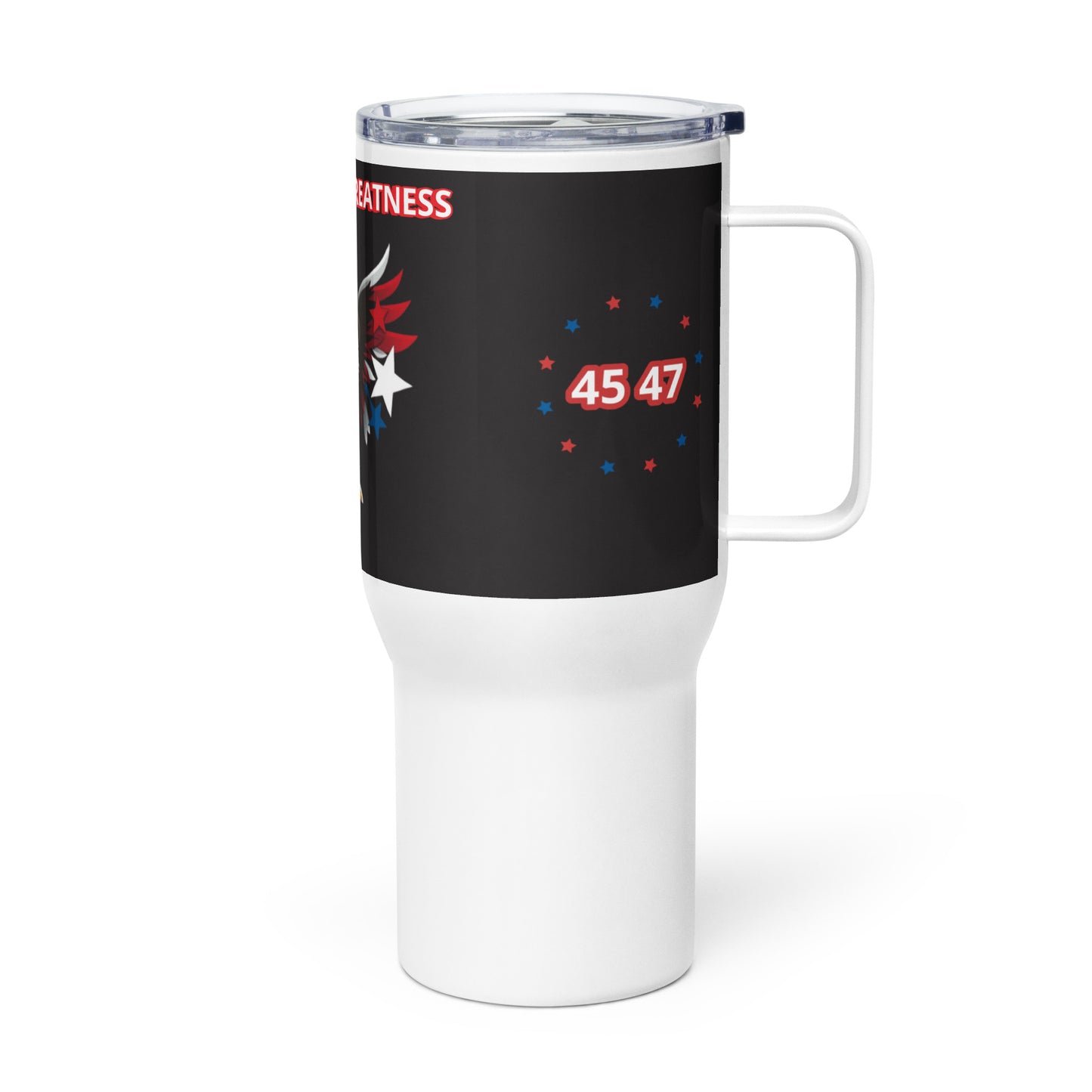 RETURN TO GREATNESS Travel mug with a handle
