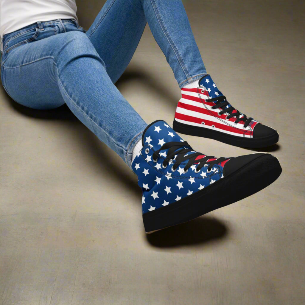 RED WHITE AND YOU Women’s high top canvas shoes