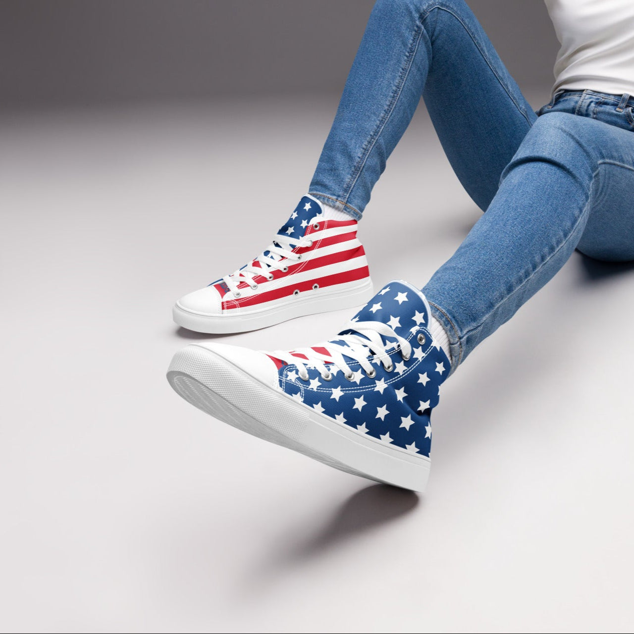 RED WHITE AND YOU Women’s high top canvas shoes