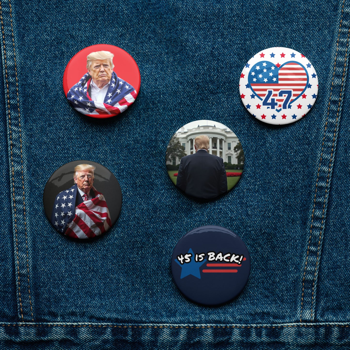 Set of 5 pin buttons